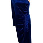 One Shoulder Velvet Ruched Evening Party Dress S royal blue formal going out Photo 1