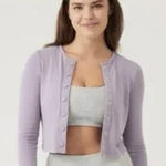 Outdoor Voices Cozy Rib Knit Cropped Snap Cardigan Photo 0