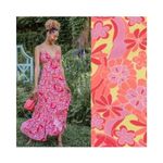Nicole Miller  Fearless Floral Maxi Dress size Small Pink Multi Photo 1