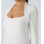 Halara Long Sleeve Wide Leg Jumpsuit Casual White Stretch Bridal Small Photo 4