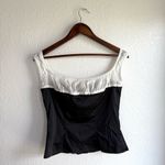 Free People NEW Womens Corset Black White Satin Off The Shoulder Size Medium Photo 2