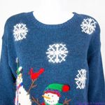 Vintage Croft & Barrow Christmas sweater with 3D snowman cardinal, L Blue Size L Photo 1
