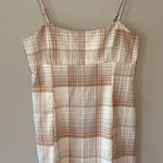 Aeropostale Spaghetti Strap Plaid Mini Dress w/ Slit @ Hem Brown/Cream Sz L Photo 0