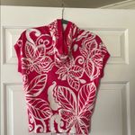 Jones New York  White and Pink Button Down Hoodie with Pockets Photo 7