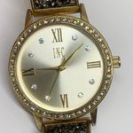 INC  ladies gold tone quartz analog watch crystals 34mm size 5.5”-6” running Photo 1