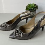 Adrienne Vittadini Surya Slingback Shoes Sz 6M Snake Skin Crystals Pewter Glam Photo 11
