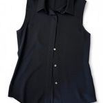 Theory Tanelis Silk Blouse Black Sleeveless Collared Women’s size Small Petite Photo 3