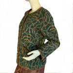 Jones New York  SPORT VINTAGE 1990'S EQUINE GREEN & BROWN QUILTED JACKET (M) Photo 6