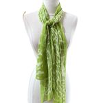 Retro 70s Look Scarf Fashion Green Print Flowy Photo 2