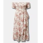 Torrid Ivory Pink Paisley Maxi Ruffle Challis Off Shoulder Tulip Hem Dress 2X Photo 4