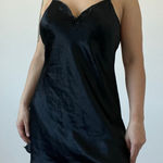 Val Mode Y2K 90s Black Satin Mini Slip Dress Nightgown Size M Photo 0