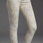 Free People Aztec Print Grey Tan Skinny Jean Zippered Ankle Womens size 31 Photo 0