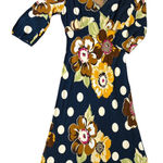 Boden 8L 12L UK Tea Dress Midi Empire Waist V Neck Bias Cut Blue Floral Retro Size 8 Photo 0