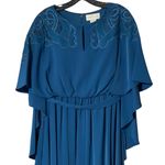 Sachin + Babi Size 4 NWT Moroccan Blue Crepe Embroidered Wren Cape Maxi Gown Photo 6