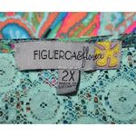 Figueroa & Flower Womens 2X Green Floral Lace Up Lace Back Blouse Tunic Top Photo 11