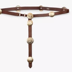 ZARA Gold Sun Concho Leather Brown Western Southwest Festival Bohemian Medallion Photo 0