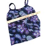 Lands' End Tankini Top Size 4 Square Neck Paisley Wireless Soft Cup Navy Blue Photo 5