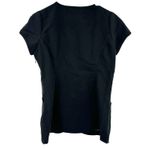 Jaanuu  Size Small Short Sleeve Scrub Top Shirt Black Pockets Zip V Neck Fitted Photo 1