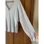 Free People  Callisto Henley Baby Blue Waffle Knit Oversized Women’s size XS Photo 4