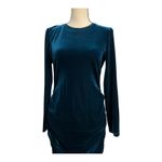Calvin Klein  Teal Long Sleeve Velvet Side Ruched Sheath Dress Size 6 Photo 6