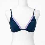LSPACE Womens Bikini Top Size M Navy Lavender Triangle Swim Minimalist Coastal Blue Size M Photo 0