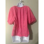 ON 34TH Pink Eyelet Cotton Puff Sleeve Button Up Blouse Top Women's Size L Size L Photo 4