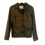 Nine West  Vintage 100% leather black button front blazer jacket M Photo 1