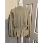 EXPRESS  Womens Long Sleeve V Neck Wrap Peplum Top Beige Size Medium Photo 3