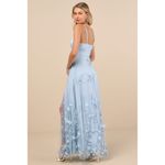 Lulus NWT Abundant Charm Light Blue 3D Floral Appliqué Maxi Dress Size XL Photo 1