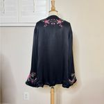 Free People  Satin Embroidered Flower Kimono Photo 2