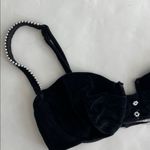 Lily Of France Vintage  Black Velvet Pearl Strap Bra 36C Photo 2