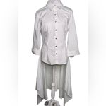 New York & Company White Asymmetrical Long Sleeve Shirt Dress Size Large NWT Photo 5