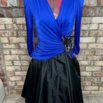 formal dress Vintage sequins ruched bodice swing skirt blue black Size 6 Photo 0