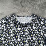 St. John Sport Womens M White Navy Yellow Daisy Print 3/4 Sleeve Stretch Medium Photo 3