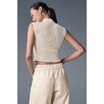 Alo Yoga Denim Knit Sleeveless Full Zip Top Oat Milk/ Ivory S Photo 2