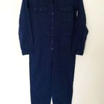 NWT Outerknown S.E.A. Long Sleeve Blue Linen Cotton Blend Utility Jumpsuit Sz S Photo 0