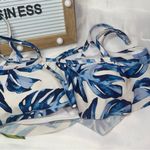 SO Blue and White Leaf Print Bikini Top Photo 1
