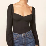 Reformation Reign Women Black Long Sleeve Sweetheart Bustier Blouse Top Size 6 Photo 0