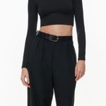 Babaton Aritzia Black Contour Crew Long Sleeve Crop Top XS Photo 0