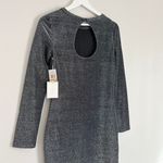 1. State NWT  Metallic Sparkly Long Sleeve Bodycon Dress Silver Black Size Small Photo 3