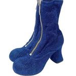 Stella McCartney  Women’s Blue Groove Glitter Zip Ankle Boots Size 10 Photo 0
