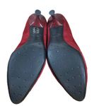 Tod's  Red Suede Buckle Front Rivet Detail Retro Kitten Heel Shoes Women Sz 37.5 Photo 6