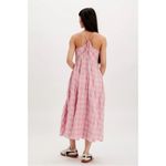 Free People  Coquette Cottage Via Midi Bow Dress in Pink Gingham Check NWT Medium Photo 3