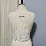 Foreign Exchange  Y2K Ivory Beaded Lace Cropped Floral Fairy Tank Top Sz Small Photo 4