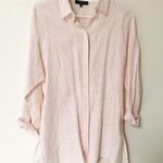 Lafayette 148  New York Size Small pink pinstripe linen top collared button up Photo 2