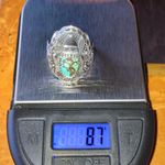 Natural Blue Moon Turquoise Sterling Silver Cowboy Ring Size 8 Photo 8