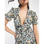 ASOS DESIGN Curve Mini Dress Women's 6 Multicolor Floral Tie Front Hipster B55 Photo 3
