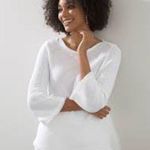 Chico's  Crew Neck Fringe Hem Sweater V-Neck in Alabaster/White, NWT, Size 4/XXL Photo 0