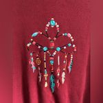 Bob Mackie  Southwestern Arrows Dream Catcher Cardigan Sweater Sz L Rust Photo 5