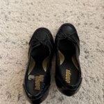 Bongo Vintage Y2K  Faux Leather Platform Bow Heels Sz 8 Black Femme Coquette 50s Photo 3